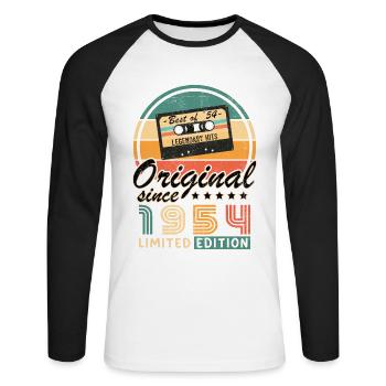 Original 1954 70th Anniversary Vintage Geschenk - Unisex Baseballshirt langarm - Weiß/Schwarz - Vorne - Nik (191cm)