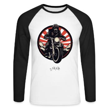 Der coolste Motorradfahrer aller Zeiten - Unisex Baseballshirt langarm - Weiß/Schwarz - Vorne - Nik (191cm)