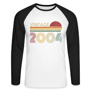 Vintage 2004 Jahrgang Geburtstag Retro - Unisex Baseballshirt langarm - Weiß/Schwarz - Vorne - Nik (191cm)