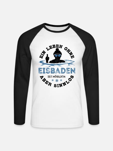 Ein Leben ohne Eisbaden ist möglich aber sinnlos - Unisex Baseballshirt langarm - Weiß/Schwarz