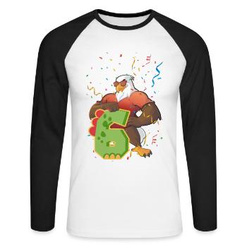 Bald eagle design for sixth birthday - Unisex Long Sleeve Baseball T-Shirt - white/black - Front - Nik (191cm)