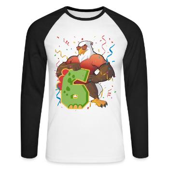 Bald eagle design for sixth birthday - Unisex Long Sleeve Baseball T-Shirt - white/black - Front - Nik (191cm)