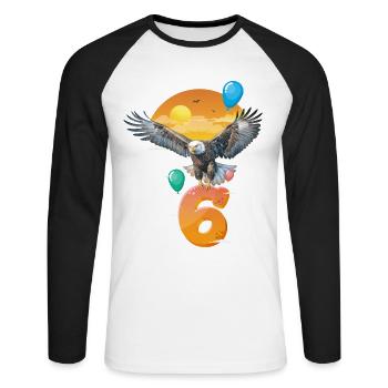 Bald eagle design for sixth birthday - Unisex Long Sleeve Baseball T-Shirt - white/black - Front - Nik (191cm)