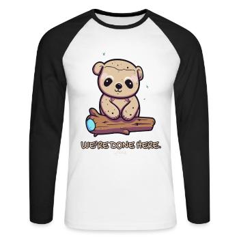 Cute Tough Bear - We're Done Here - Unisex Long Sleeve Baseball T-Shirt - white/black - Front - Nik (191cm)