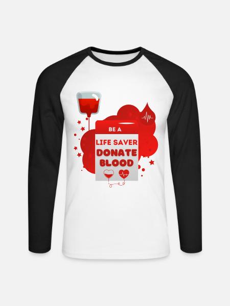 Blutspende Sei ein Lebensretter Blut spenden - Unisex Baseballshirt langarm - Weiß/Schwarz