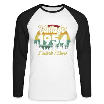 Vintage 1954 limited edition - T-shirt baseball manches longues Homme - blanc/noir - Devant - Nik (191cm)