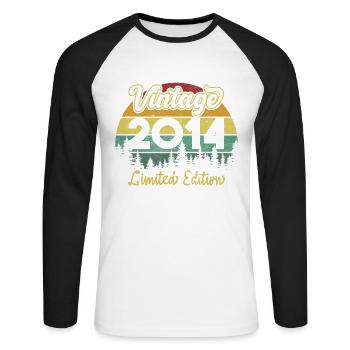 Vintage 2014 limited edition - T-shirt baseball manches longues Homme - blanc/noir - Devant - Nik (191cm)
