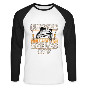 Excusez mon langage pendant qu’un gros poisson se détache - T-shirt baseball manches longues Homme - blanc/noir - Devant - Nik (191cm)