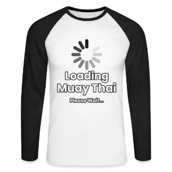 Chargement Muay Thai Veuillez patienter - T-shirt baseball manches longues Homme - blanc/noir - Devant - Nik (191cm)