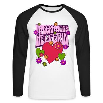 Integrationshelferin I-Helferin Schule KiTa Herz - Unisex Baseballshirt langarm - Weiß/Schwarz - Vorne - Nik (191cm)