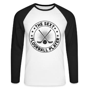 Le joueur de floorball sexy - T-shirt baseball manches longues Homme - blanc/noir - Devant - Nik (191cm)