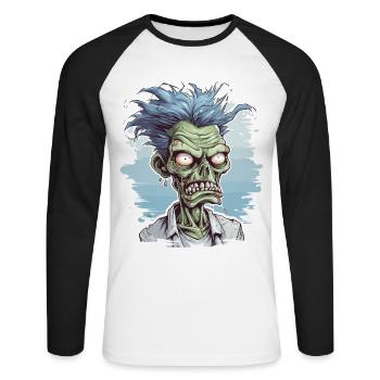 Halloween Horreur Effrayante Zombie - T-shirt baseball manches longues Homme - blanc/noir - Devant - Nik (191cm)