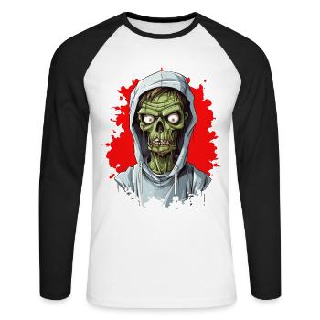 Halloween Horreur Effrayante Zombie - T-shirt baseball manches longues Homme - blanc/noir - Devant - Nik (191cm)