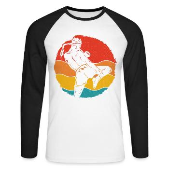 Muay Thaï - T-shirt baseball manches longues Homme - blanc/noir - Devant - Nik (191cm)