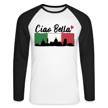 Ciao Bella - Unisex Baseballshirt langarm - Weiß/Schwarz - Vorne - Nik (191cm)