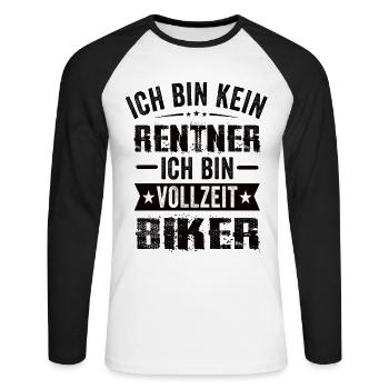 Ich Bin Kein Rentner Ich Bin Vollzeit Biker - Unisex Baseballshirt langarm - Weiß/Schwarz - Vorne - Nik (191cm)