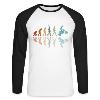 Motocross Entwicklung - Unisex Baseballshirt langarm - Weiß/Schwarz - Vorne - Nik (191cm)