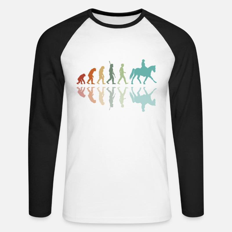 Evolution Reiten - Unisex Baseballshirt langarm - Weiß/Schwarz