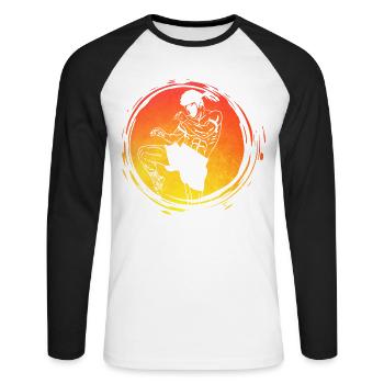 Muay Thaï - T-shirt baseball manches longues Homme - blanc/noir - Devant - Nik (191cm)
