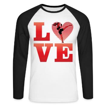 L’amour du Muay Thai - T-shirt baseball manches longues Homme - blanc/noir - Devant - Nik (191cm)