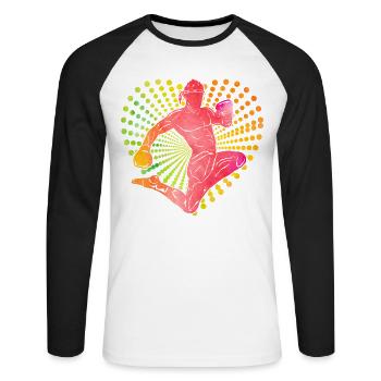 Muay Thaï - T-shirt baseball manches longues Homme - blanc/noir - Devant - Nik (191cm)