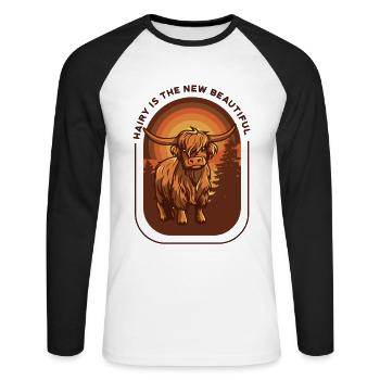 Hairy Is The New Beautiful Highland Cow Highland - Unisex Long Sleeve Baseball T-Shirt - white/black - Front - Nik (191cm)
