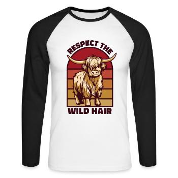 Respectez l’éleveur de vaches Highland à poil sauvage - T-shirt baseball manches longues Homme - blanc/noir - Devant - Nik (191cm)
