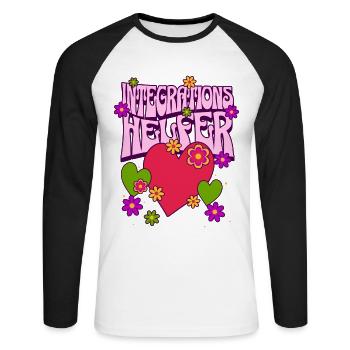 Integrationshelfer I-Helfer Schule KiTa Herz - Unisex Baseballshirt langarm - Weiß/Schwarz - Vorne - Nik (191cm)