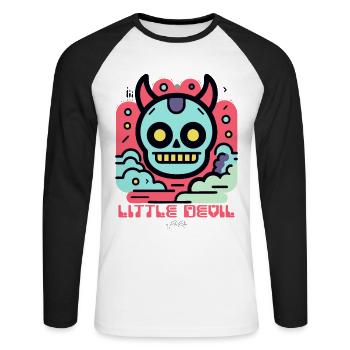 Modern Cartoon Style: Little Devil - Unisex Long Sleeve Baseball T-Shirt - white/black - Front - Nik (191cm)