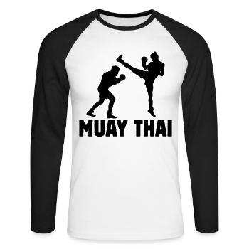 Muay Thaï - T-shirt baseball manches longues Homme - blanc/noir - Devant - Nik (191cm)