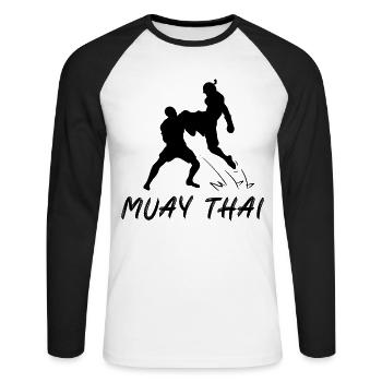 Muay Thaï - T-shirt baseball manches longues Homme - blanc/noir - Devant - Nik (191cm)