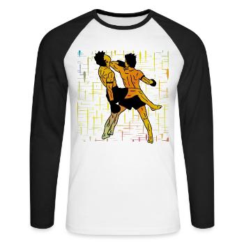 Muay Thaï - T-shirt baseball manches longues Homme - blanc/noir - Devant - Nik (191cm)