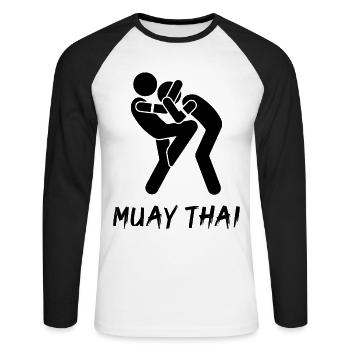 Muay Thaï - T-shirt baseball manches longues Homme - blanc/noir - Devant - Nik (191cm)