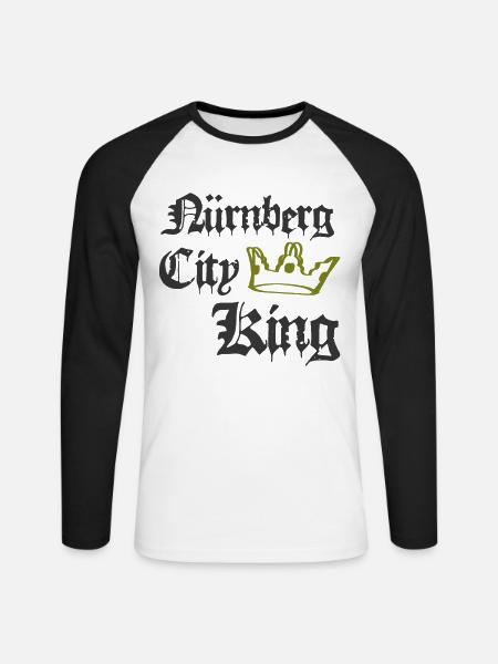 Nürnberg City King - Unisex Baseballshirt langarm - Weiß/Schwarz