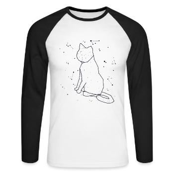Sternbild Cat Constellation Kätzchen Hauskatze - Unisex Baseballshirt langarm - Weiß/Schwarz - Vorne - Nik (191cm)