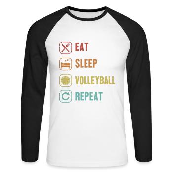 Eat Sleep Volleyball Repeat Volleyball Player - Unisex Long Sleeve Baseball T-Shirt - white/black - Front - Nik (191cm)