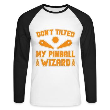 Don`t Tilted My Pinball Wizard Pinball Machine - Unisex Baseballshirt langarm - Weiß/Schwarz - Vorne - Nik (191cm)