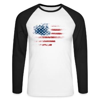 États-Unis Mari Papa Protecteur Héros - T-shirt baseball manches longues Homme - blanc/noir - Devant - Nik (191cm)