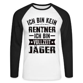 Ich Bin Kein Rentner Ich Bin Vollzeit Jäger - Unisex Baseballshirt langarm - Weiß/Schwarz - Vorne - Nik (191cm)