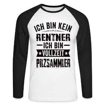 Ich Bin Kein Rentner Ich Bin Vollzeit Pilzsammler - Unisex Baseballshirt langarm - Weiß/Schwarz - Vorne - Nik (191cm)