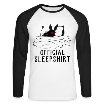 Official Sleepshirt - Unisex Long Sleeve Baseball T-Shirt - white/black - Front - Nik (191cm)