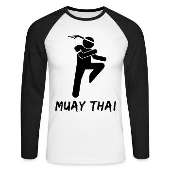 Muay Thaï - T-shirt baseball manches longues Homme - blanc/noir - Devant - Nik (191cm)