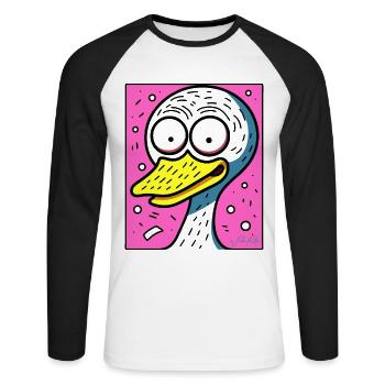 Interactive Colors Anxious Duck - Unisex Long Sleeve Baseball T-Shirt - white/black - Front - Nik (191cm)