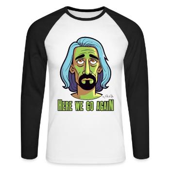 Bored of everything, here we go again - Unisex Long Sleeve Baseball T-Shirt - white/black - Front - Nik (191cm)