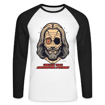 Tech Jesus: Retter Systeme - Unisex Baseballshirt langarm - Weiß/Schwarz - Vorne - Nik (191cm)