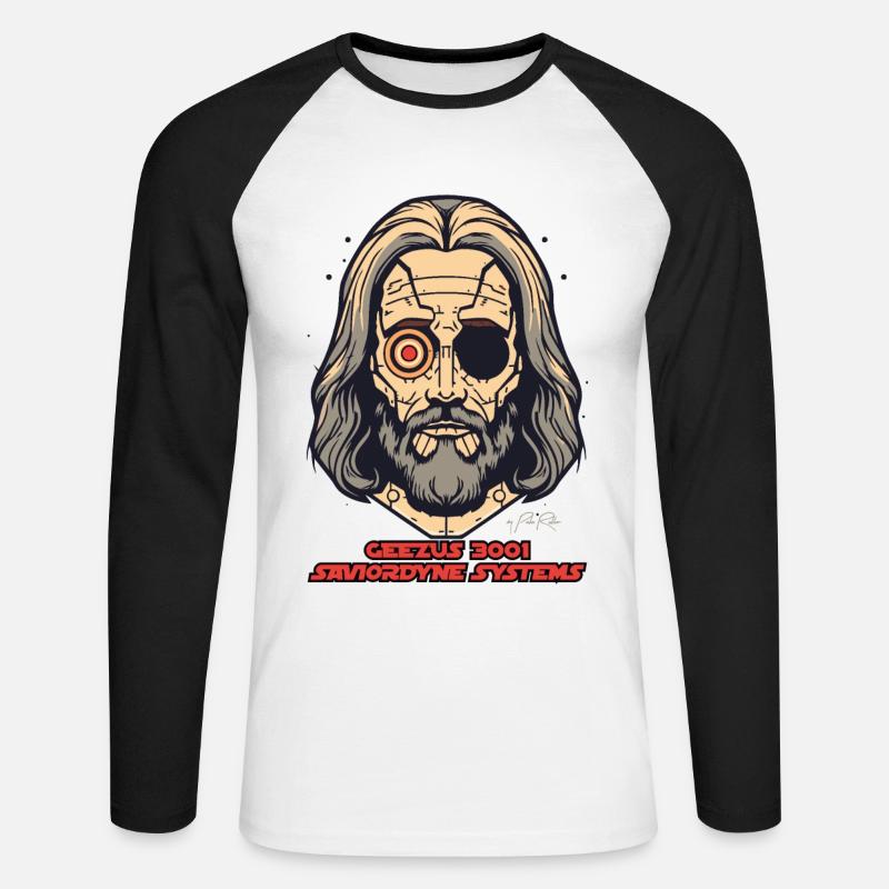 Tech Jesus: Retter Systeme - Unisex Baseballshirt langarm - Weiß/Schwarz