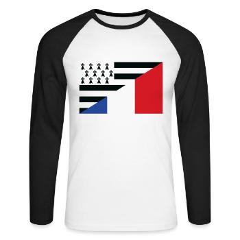 Bretagne Flagge Bretonisches Geschenk Frankreich - Unisex Baseballshirt langarm - Weiß/Schwarz - Vorne - Nik (191cm)