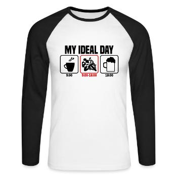 Mein perfekter Tag Motorrad Motorradfahrer - Unisex Baseballshirt langarm - Weiß/Schwarz - Vorne - Nik (191cm)