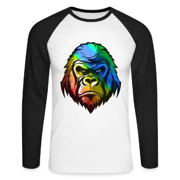Gorilla Head Colorful - Unisex Long Sleeve Baseball T-Shirt - white/black - Front - Nik (191cm)