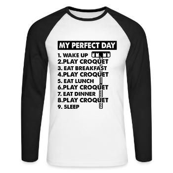 Croquet My Perfect Day Croquet Day Plan Croquet Pl - Unisex Baseballshirt langarm - Weiß/Schwarz - Vorne - Nik (191cm)